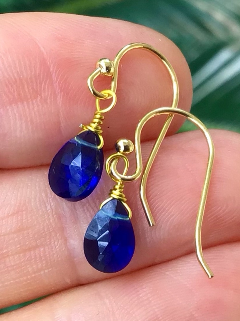 Blue Sapphire Quartz Sundance Charm Earrings 18k gold plated